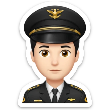A male pilot with fair skin and short black hair sticker