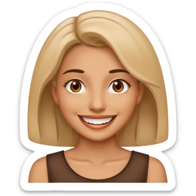  a woman totally happy with the biggest smile sticker