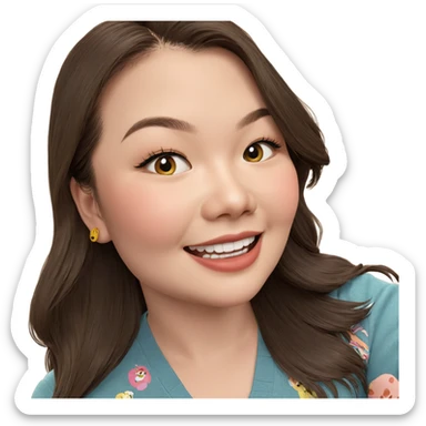 smiling girl with long hair sticker