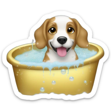 cute dogs in a champagne bubble bath sticker