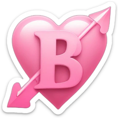 Arrow going through a love heart in the shape of the letter B light pink sticker