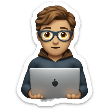 superhero with brown hair at the laptop sticker