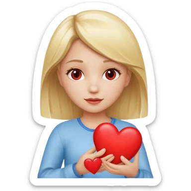 prayer girl blond hair red heart in her hands sticker