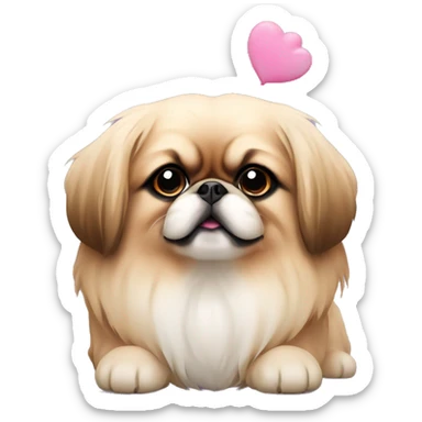 Pekingese with pink sticker