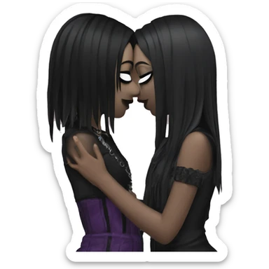 2 goth girls kissing sticker