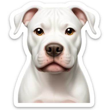 White pitbull with brown and black striped face and white line in the middle of face  sticker