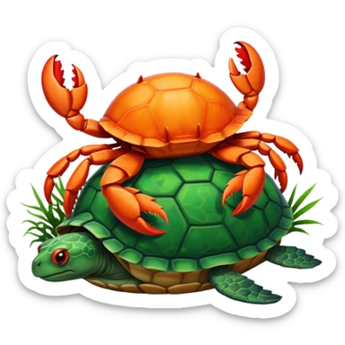 crab sitting on a turtle sticker