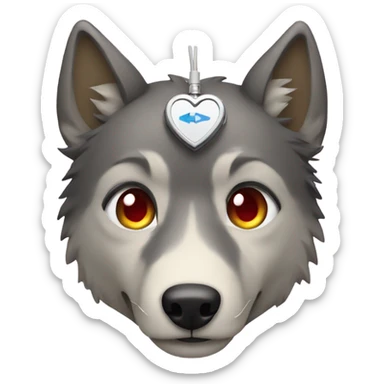 Wolf wearing a heart monitor  sticker