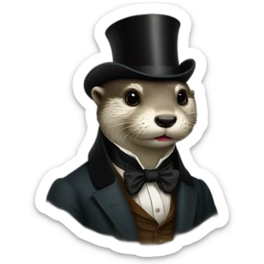 a gentleman otter in a 19th century portrait sticker