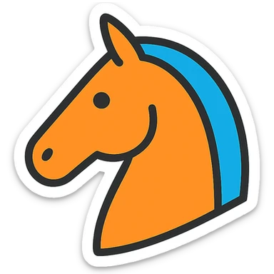 horse head color outline icon, profile view, clean lines, minimal detail, modern style sticker
