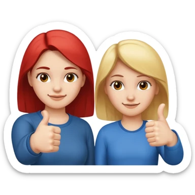 

a girl with a thumb ups and one with thumbs down 


 sticker