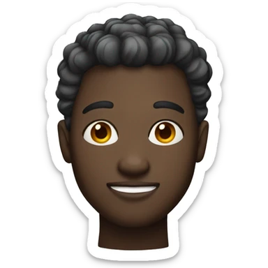 round face man with box fade hairstyle and darkskin  sticker