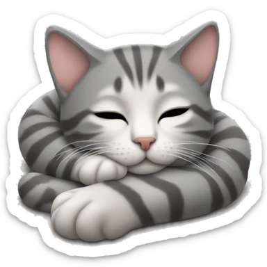 cat sleeping gray tabby sticker