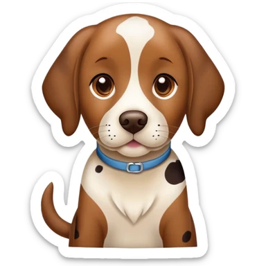 spotted brown Labrador retriever with calico pattern, friendly face sticker