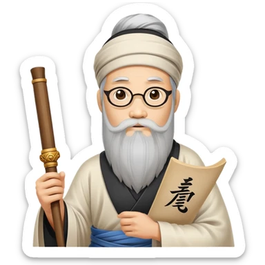 Ancient Taoist philosopher with a scroll sticker