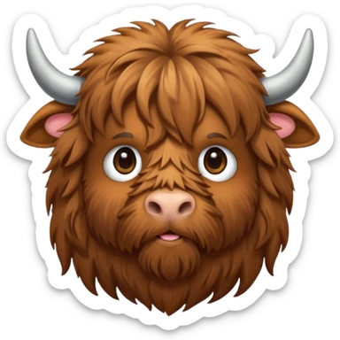 cute highland coo, very shaggy facial har covering the eyes sticker