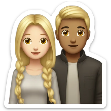 girl with blond hair and asian boy sticker
