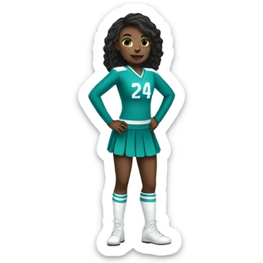 cheerleader wearing teal uniform sticker