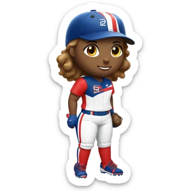 Softball player in red white blue uniform  sticker