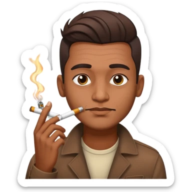 Indian brown guy with side gfade hair style, smoking cigarette sticker