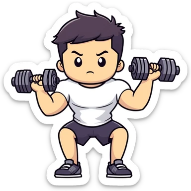 Boy doing gym sticker