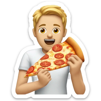 Person eating a slice of pizza ￼ sticker