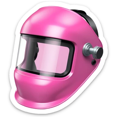 pink welding visor, full face protection with pink tinted viewing panel, protective gear sticker