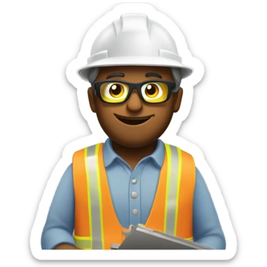 Carpenter wearing safety glasses with a measure tape in hand and stickers on hard hat sticker