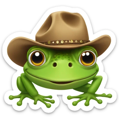 Frog wearing a cowboy hat sticker