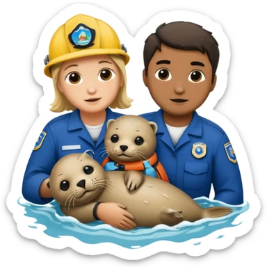 National Oceanic and Atmospheric Administration rescue workers rescue a seal multiple workers sticker