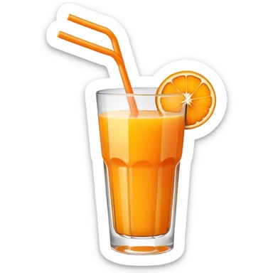 glass of fresh orange juice with straw sticker