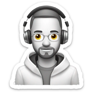 DJ, white, platine sticker