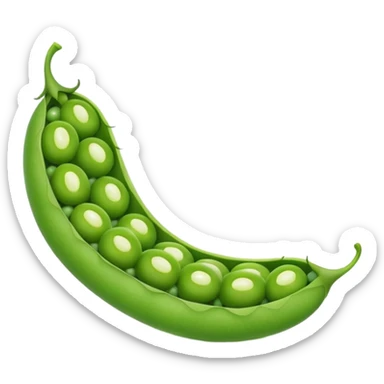 A green pea pod with several round peas visible inside, slightly open to reveal the peas sticker