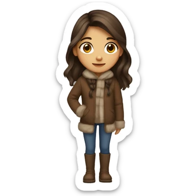 winter, christmas, hispanic, long brown hair, girl, brown eyes, child, full body sticker