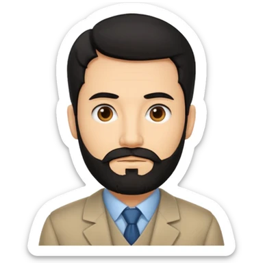 Professor in the la casa de papel TV show, black hair with beard sticker