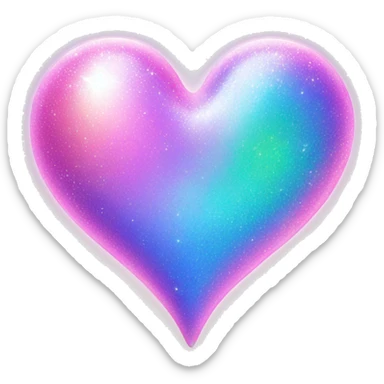 Iridescent heart with sparkle sticker