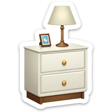 A cute and beautiful petite minimalistic neat Cupboard-commode-drawer-night-stand furniture with a night lamp on  sticker