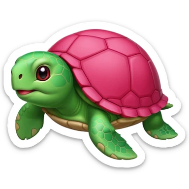 tortue cartoon verte avec joues rouge-rose, style kawaii, fond transparent. sticker