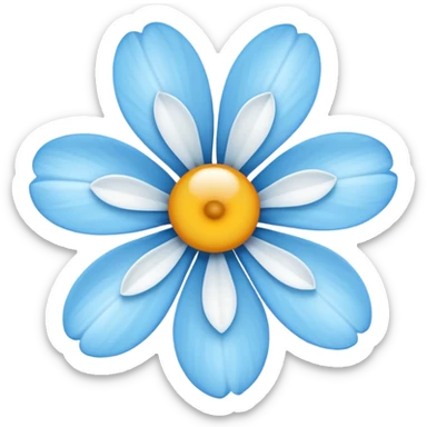 light blue  flower with a white center sticker