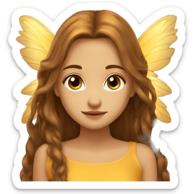 big wings, marigold, Beautiful, fairy, gold, brown, long hair sticker