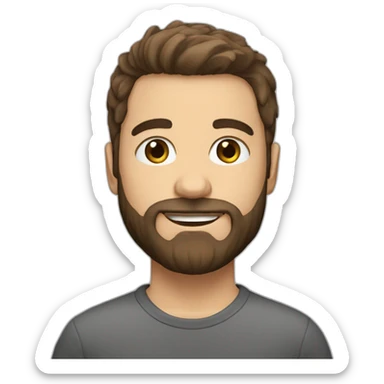 Daniel nass, brazilian, white skin, little hair, straight brown hair, bearded sticker