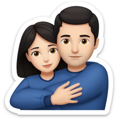 dark haired man hugging dark haired woman sticker