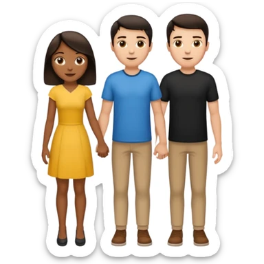 tan skin black haired woman holding hands with light brown hair white man they are both adults sticker