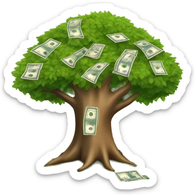 Arbre avec des billets de 100€ au milieu des feuilles sticker