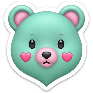 Oso gummy color verde agua  corazón rosa kawaii sticker