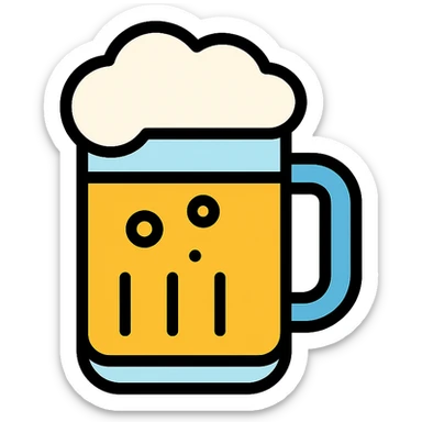 beer mug color icon with handle and bubbles sticker