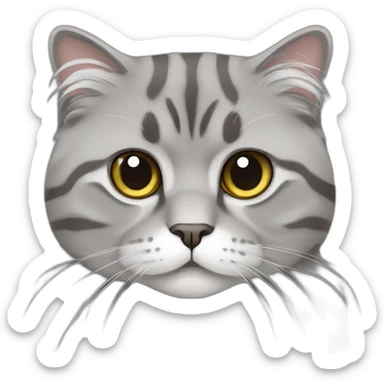 cat-graytabby-scottishfold-longhair-upset sticker