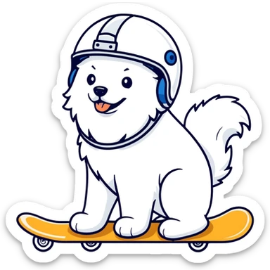 Samoyed skating sticker