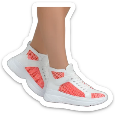 Ribber-trimmed mesh pvc sneakers crimsom sticker