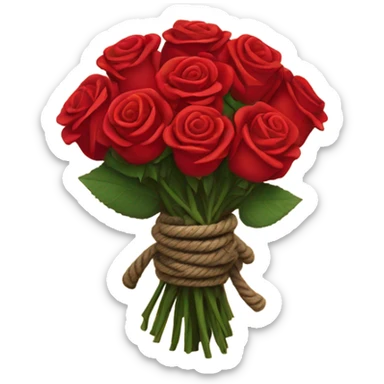 Bouquet red roses binded with rope sticker